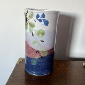 Vintage 1980s stoneware studio pottery vase made in Hawaii by Jeff Chang